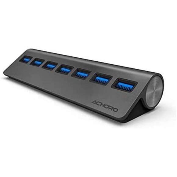 7 Ports USB 3.0 Hub - Triangle Aluminum Alloy - High-Speed USB Port Expander - Picture 1 of 5